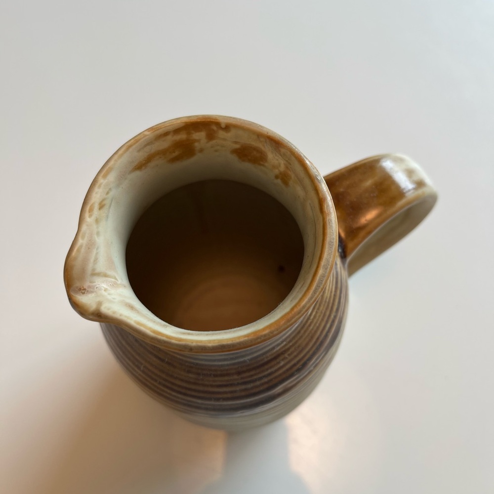 Rustic Handmade Two-Tone Ceramic Pitcher - Picture 4 of 10